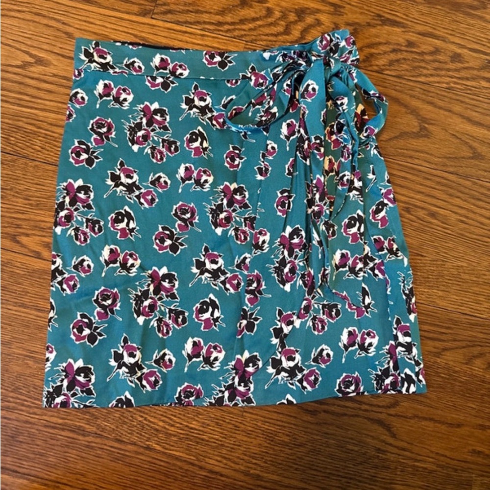The Kooples Teal and Purple Floral Skirt